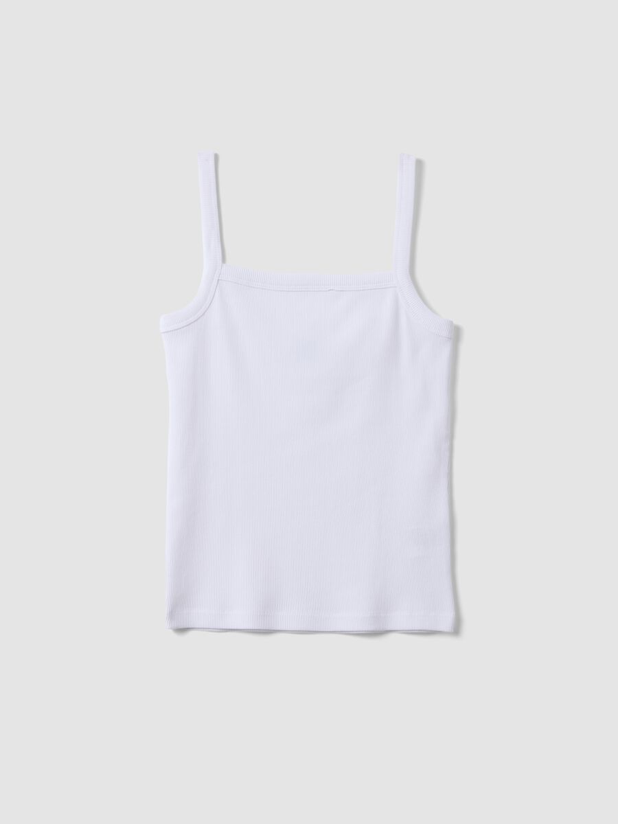 White pure cotton ribbed vest top_4