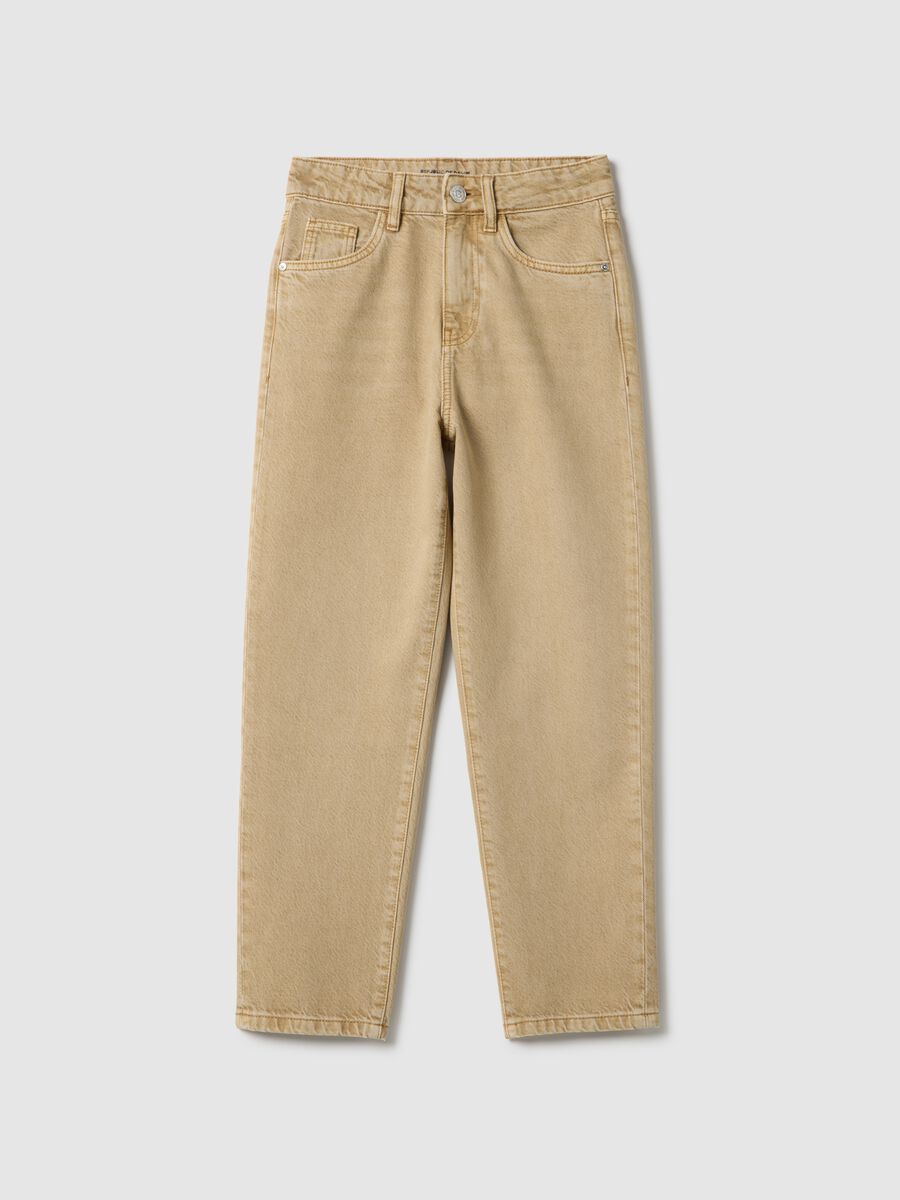 Jeans in puro cotone beige da ragazzo relaxed fit_3