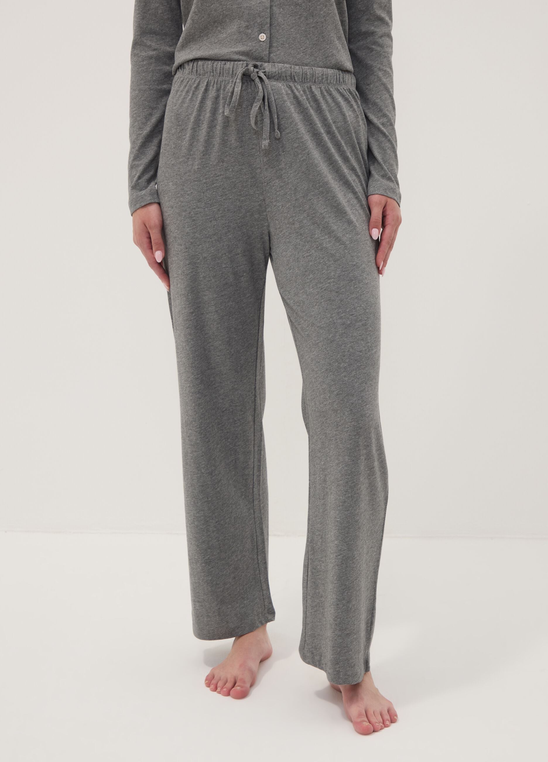Grey cotton-viscose blend pyjama trousers
