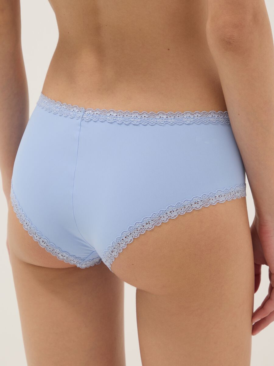 Blue stretch-fabric briefs with lace detailing, regular fit_2