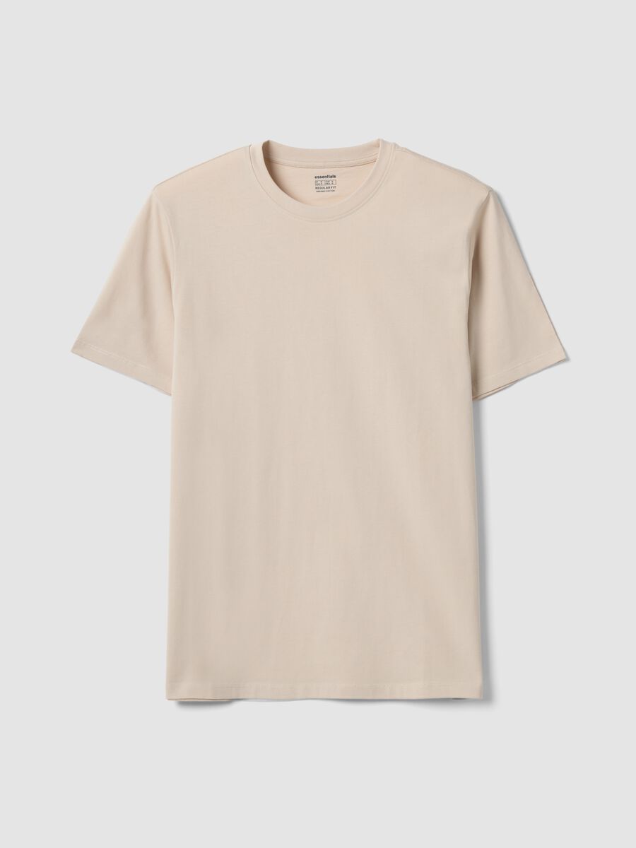 Beige organic cotton jersey T-shirt, regular fit_0