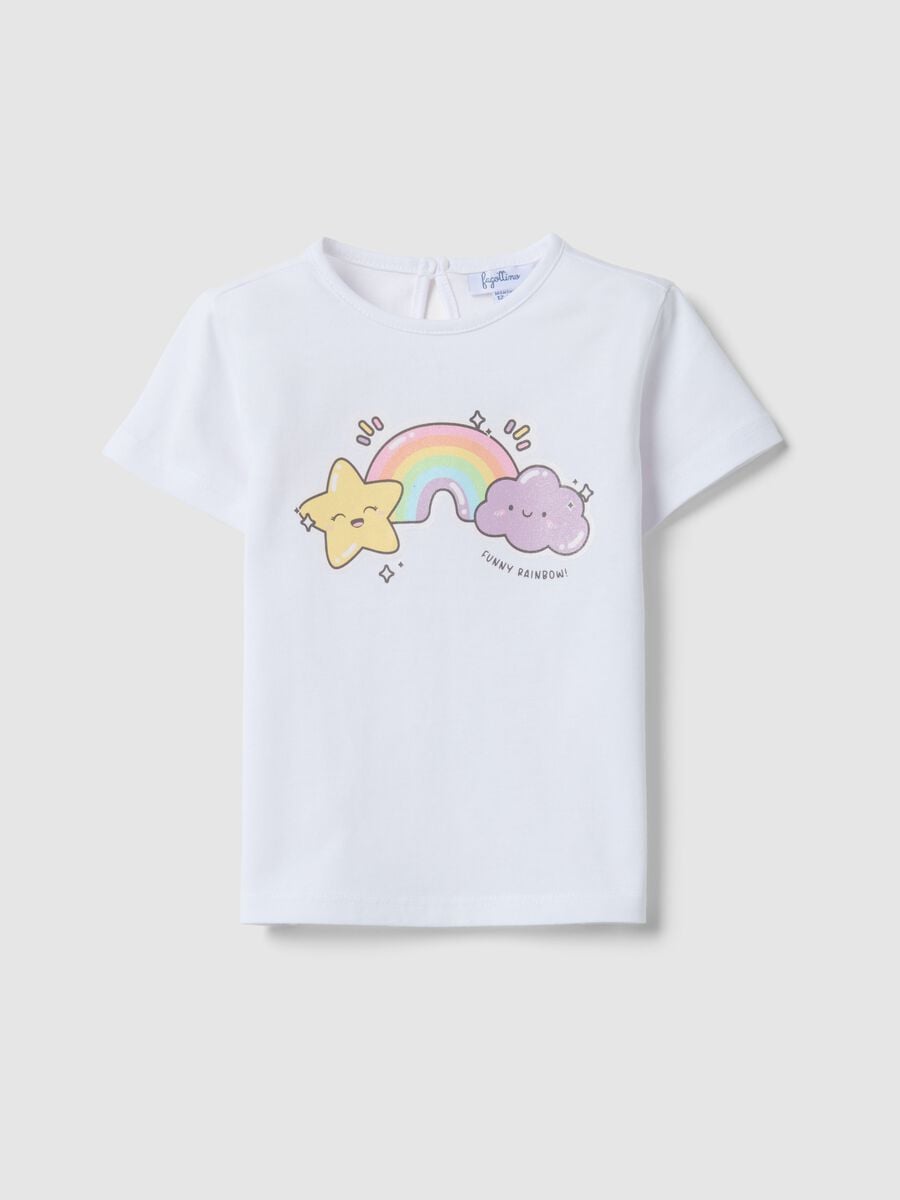 Regular fit pure cotton white t-shirt for girls with prints_0