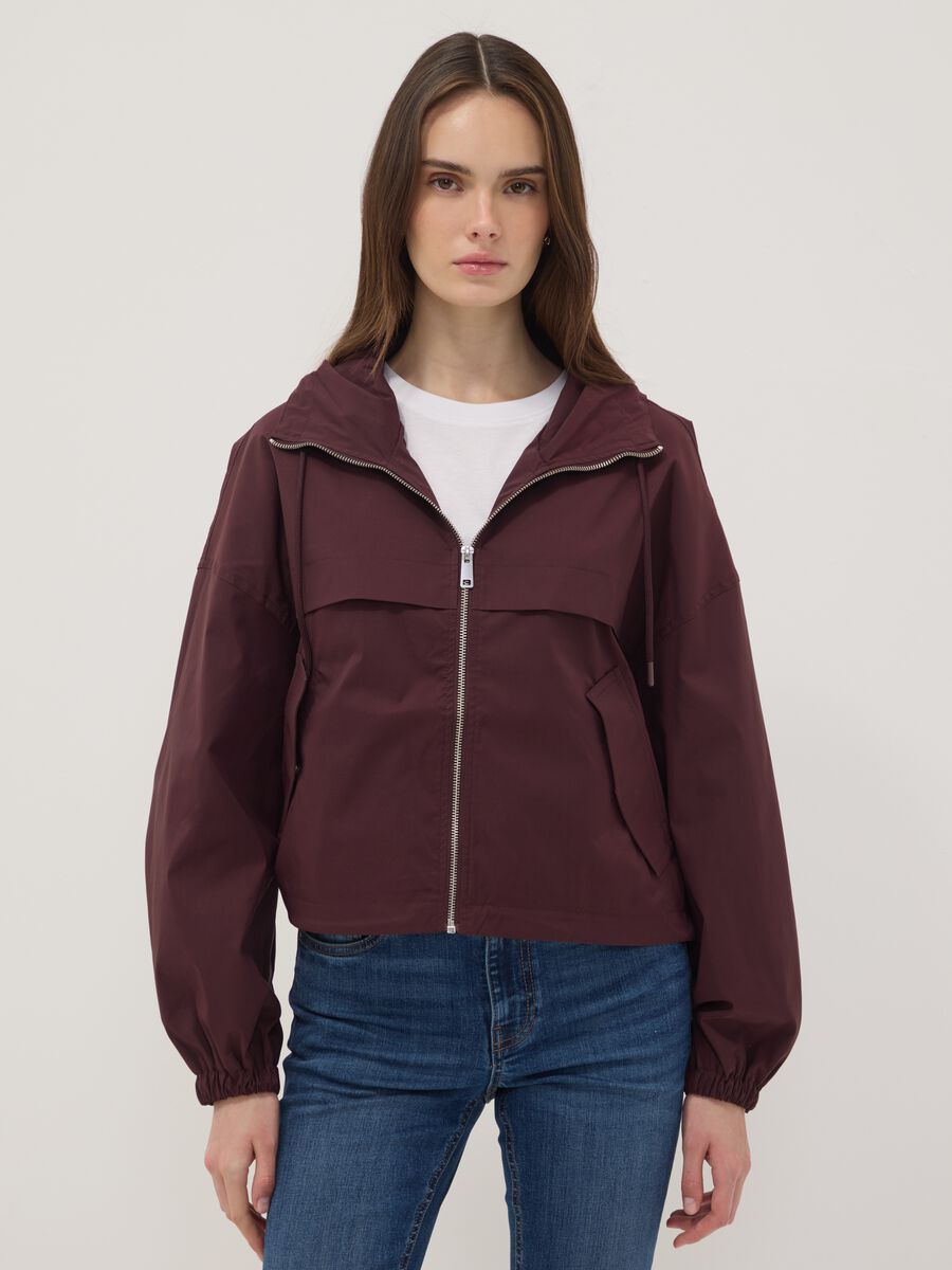 Purple hooded zip-up jacket_0
