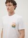 White pure cotton T-shirt with applied print, regular fit_2