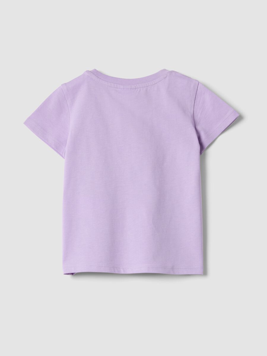 T-shirt in puro cotone viola da bimba regular fit con stampa floreale_1