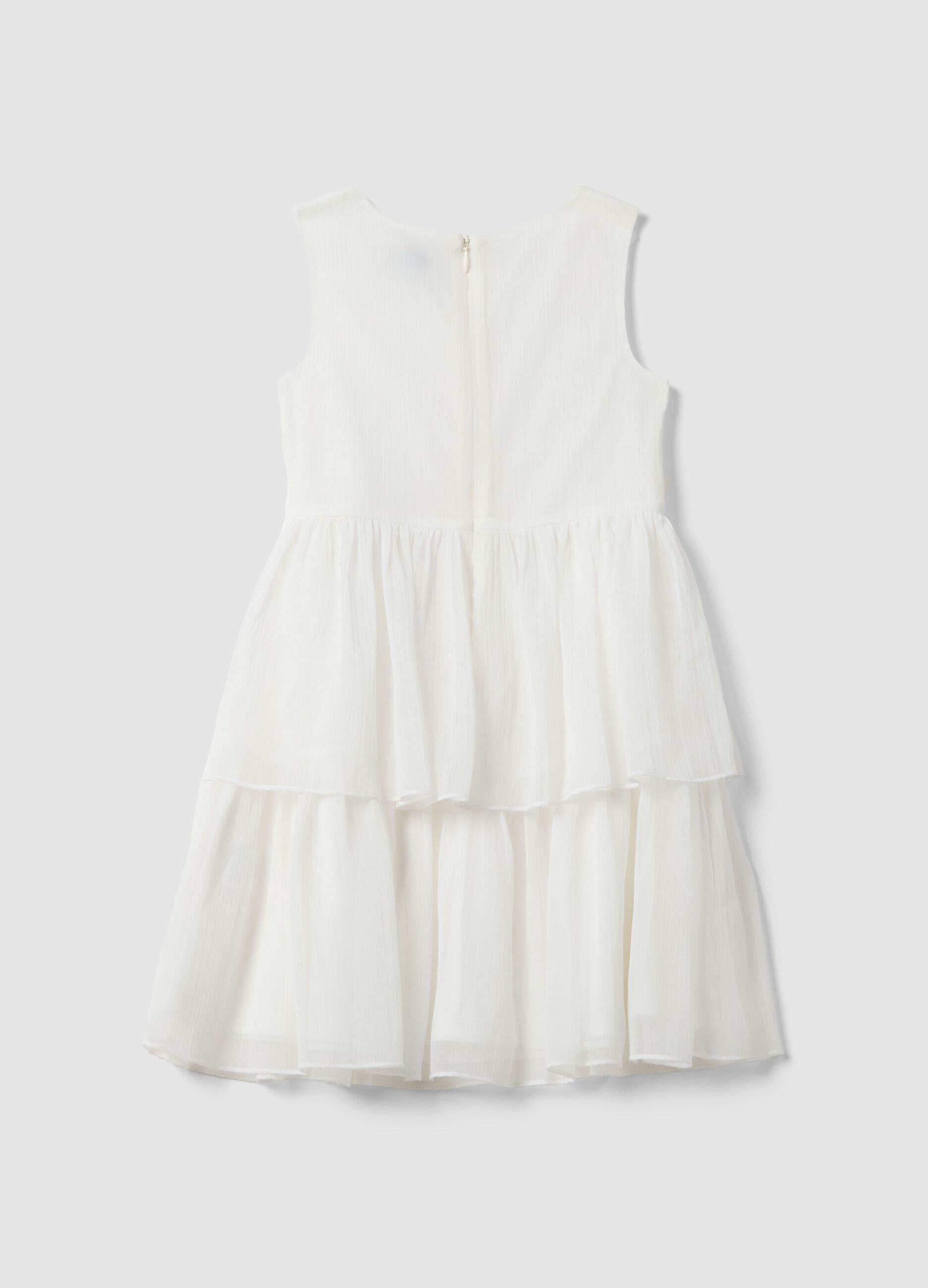 Girls' white regular-fit dress