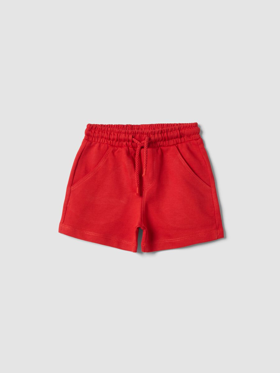 Shorts jogger rossi in puro cotone da bimbo regular fit_0