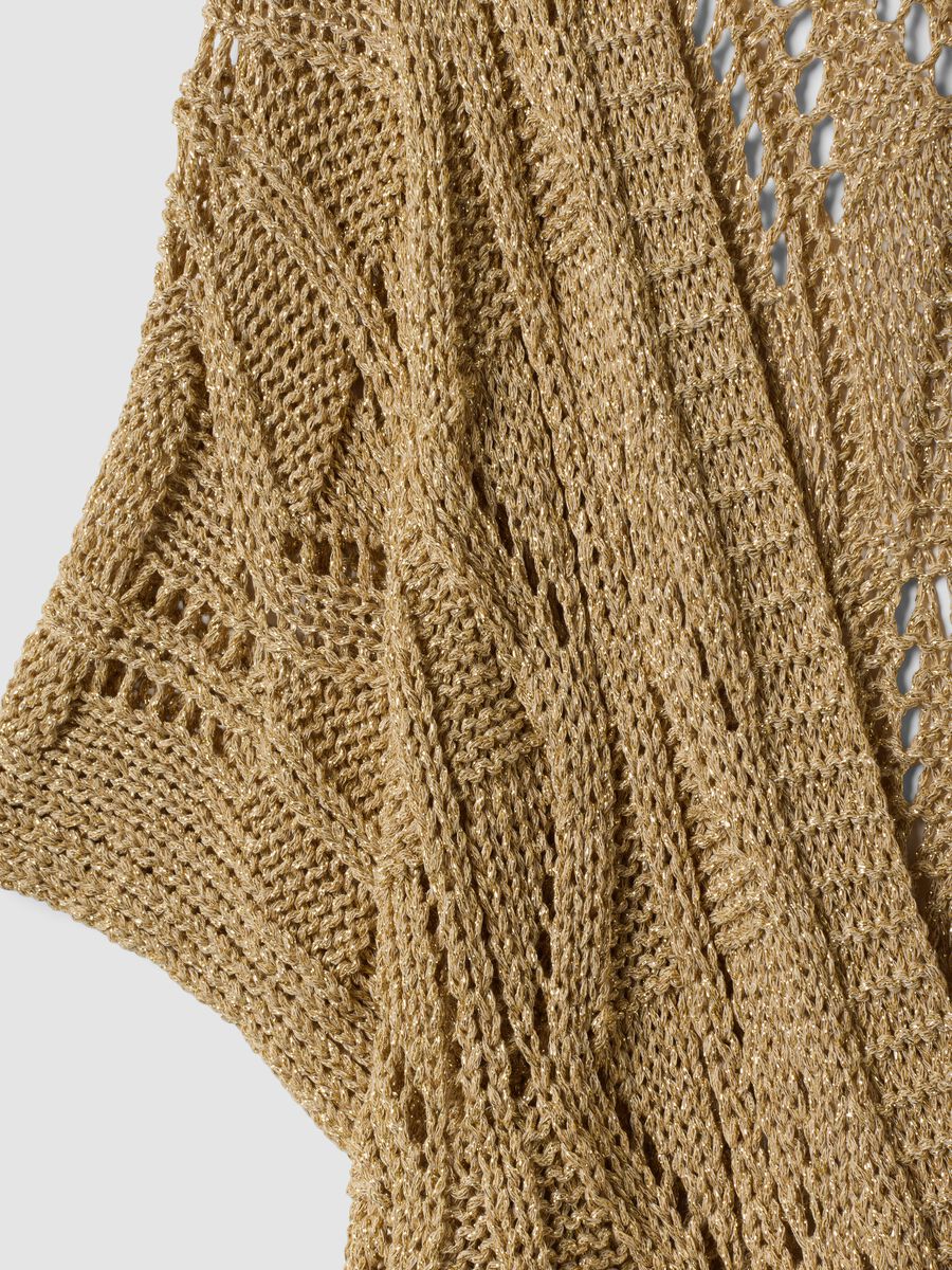 Beige openwork viscose-blend cardigan_5
