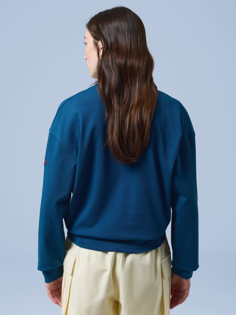 ALTAVIA SAILING blue long-sleeve polo shirt in pure cotton_3