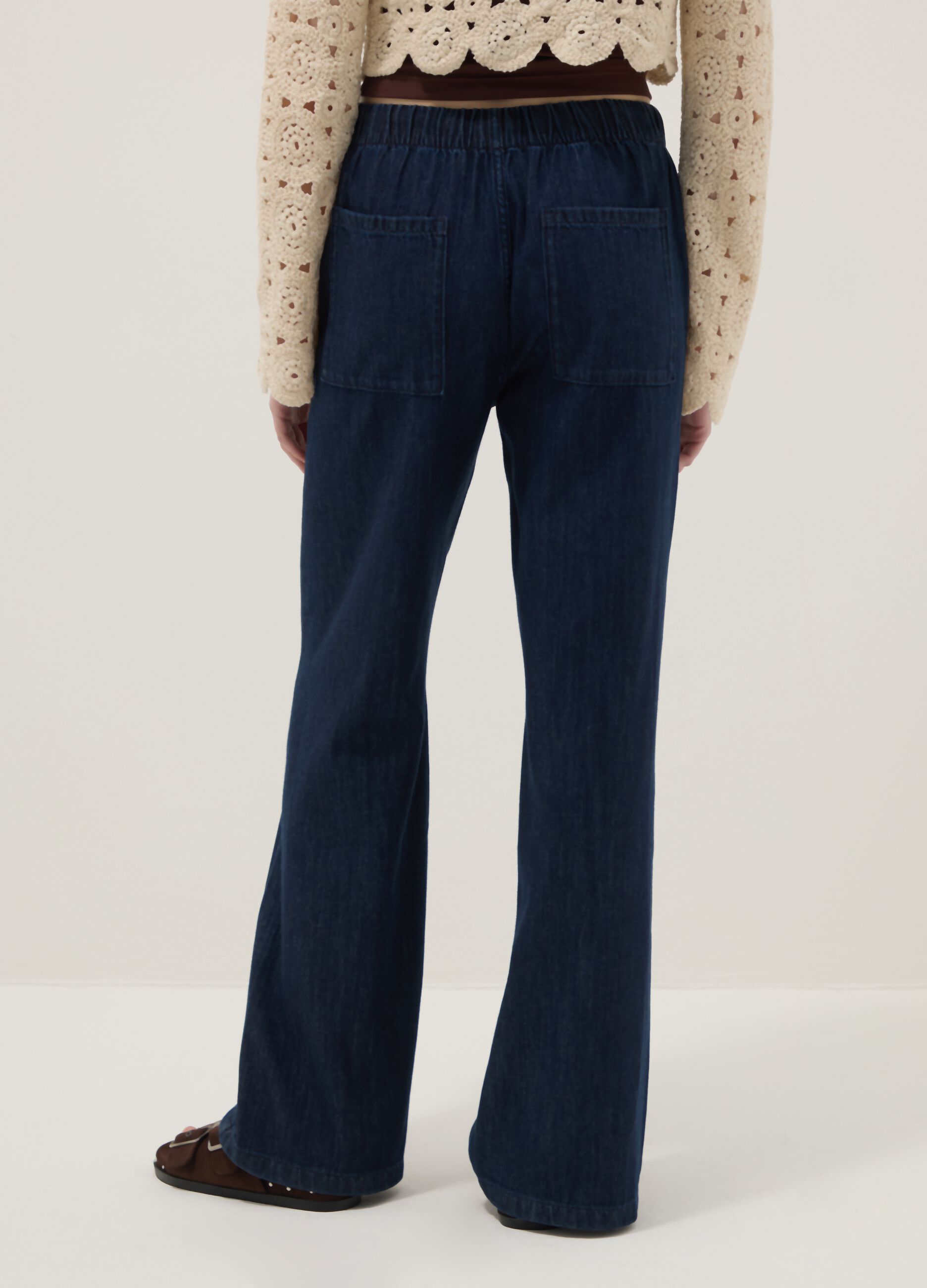 Pure Cotton Blue Denim Relaxed Fit Jogger Jeans