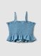 Sky-blue pure cotton top with ruching_4