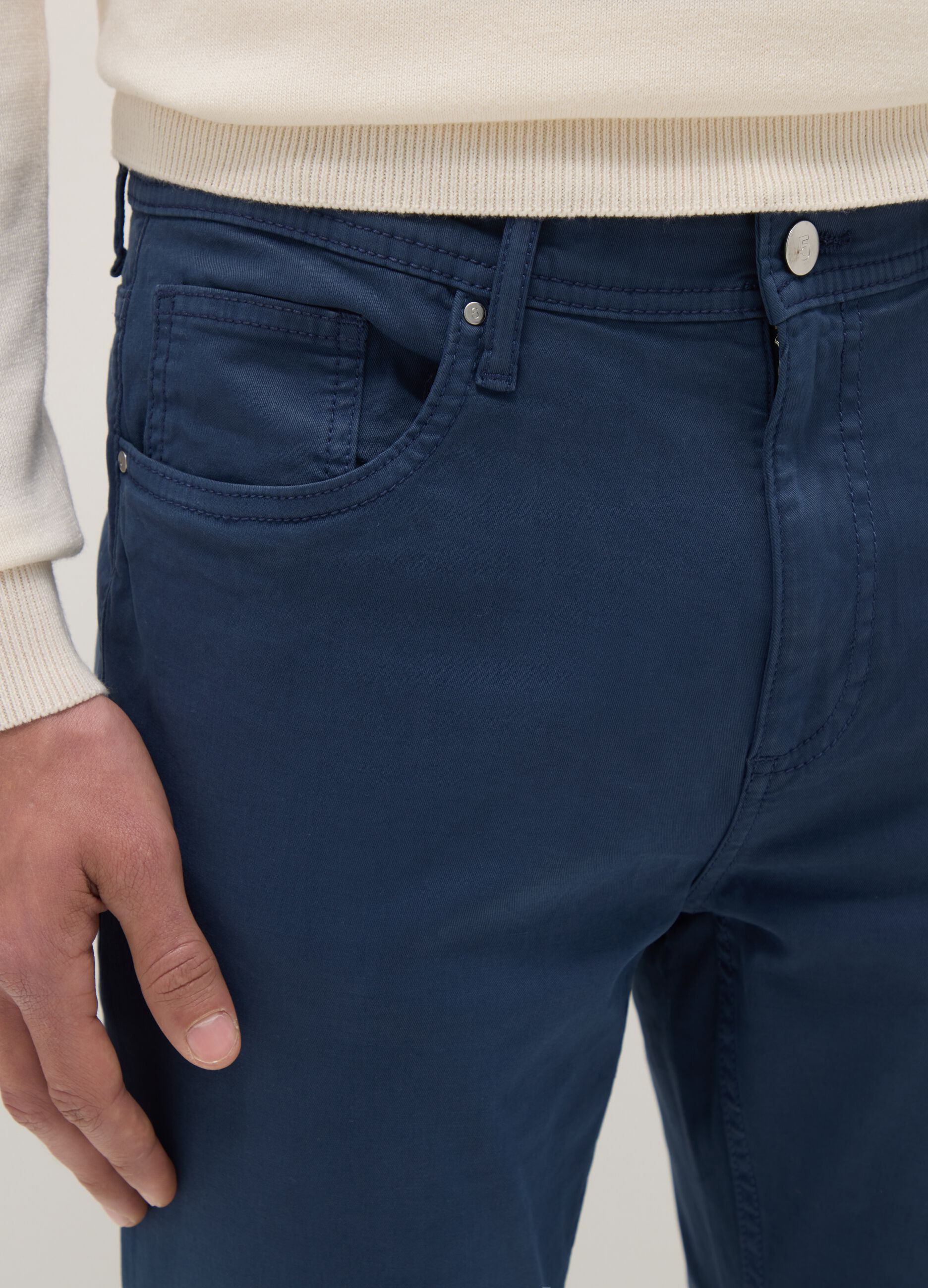 Blue cotton stretch skinny fit trousers