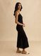 Pure cotton black dress with deep v-neck_1
