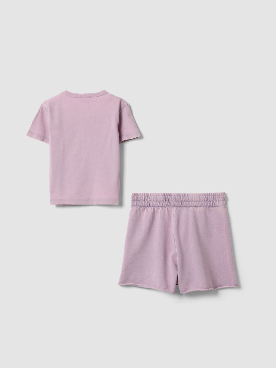 Pink stretch cotton set with T-shirt and shorts_4