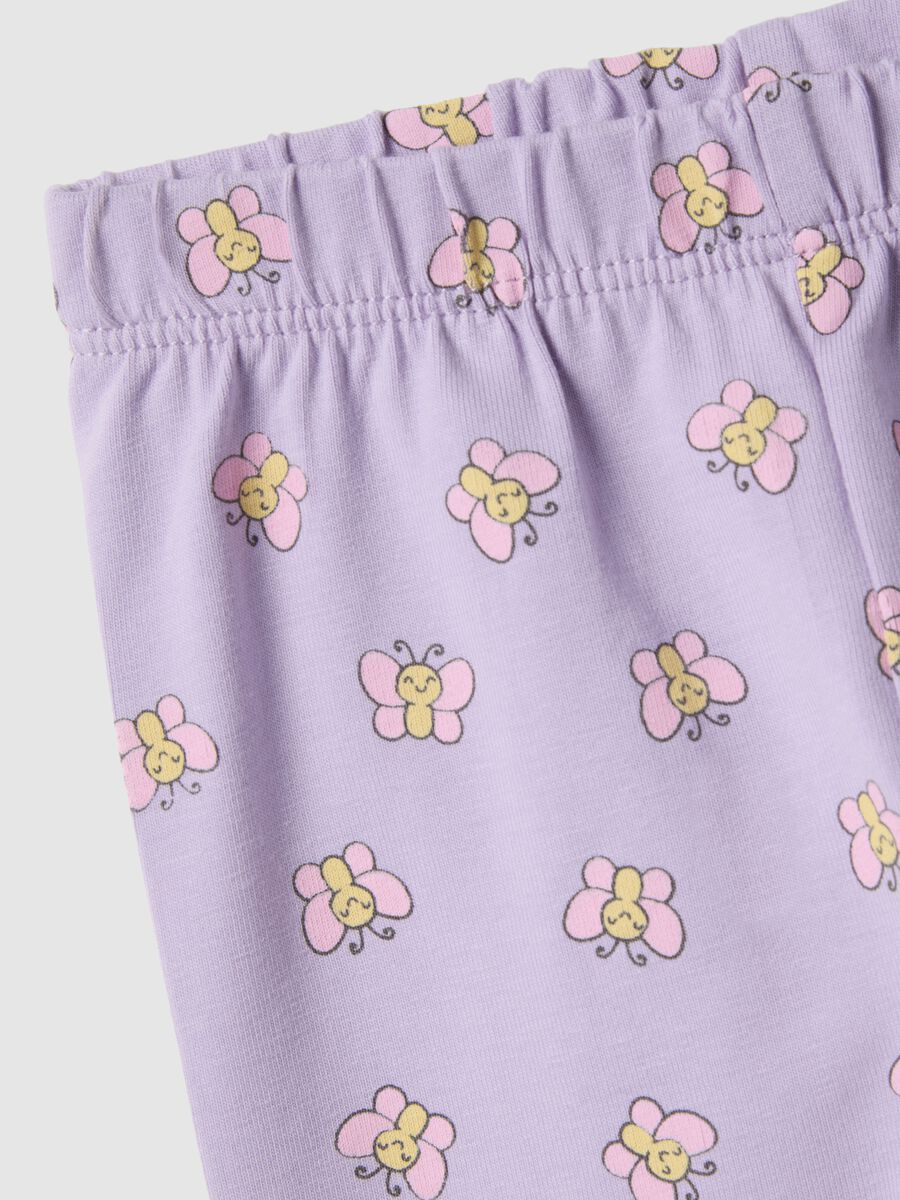 Leggings in cotone elasticizzato lilla da bimba con farfalle_2