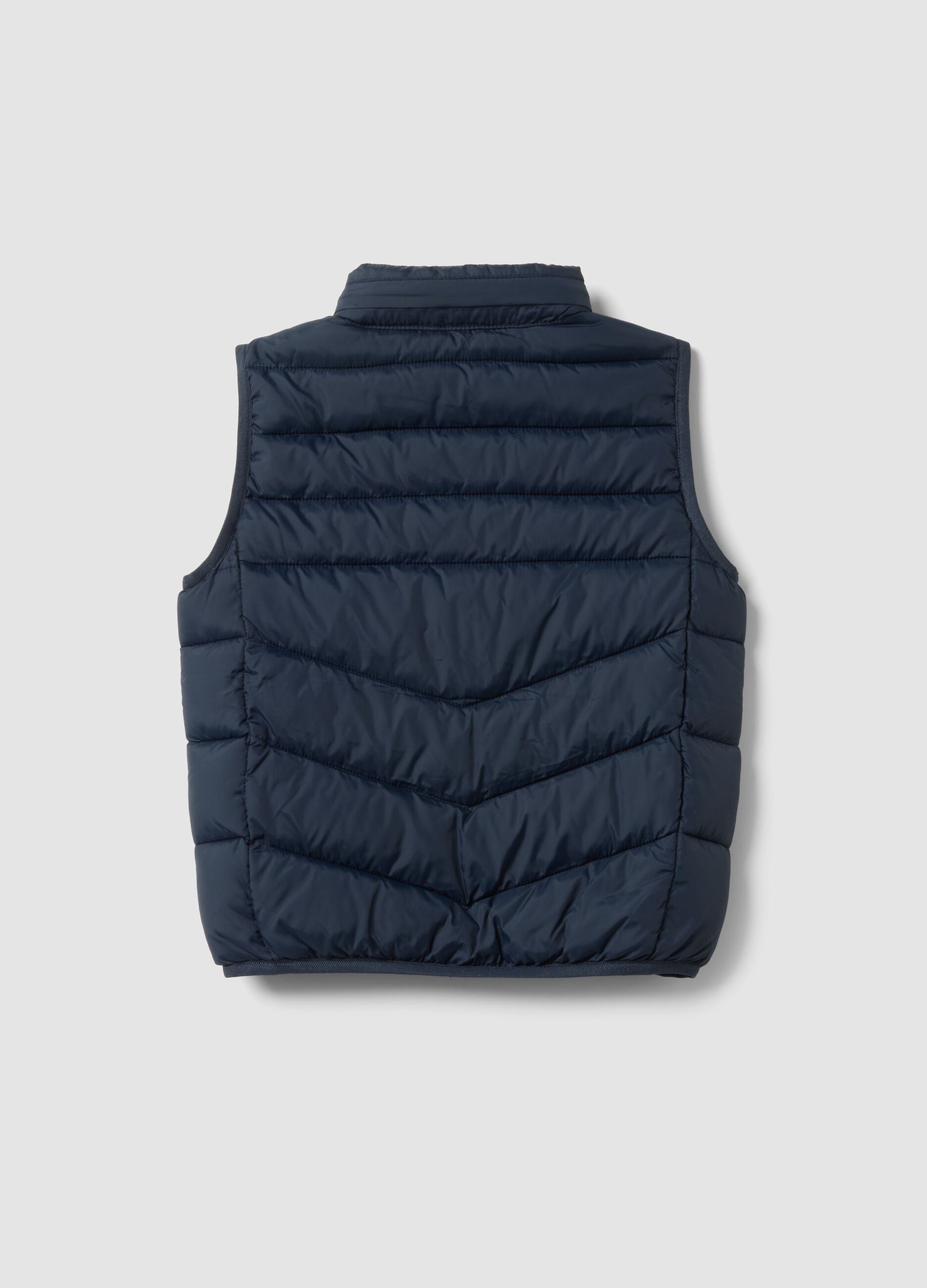 Blue padded gilet with zip and high neck for boys