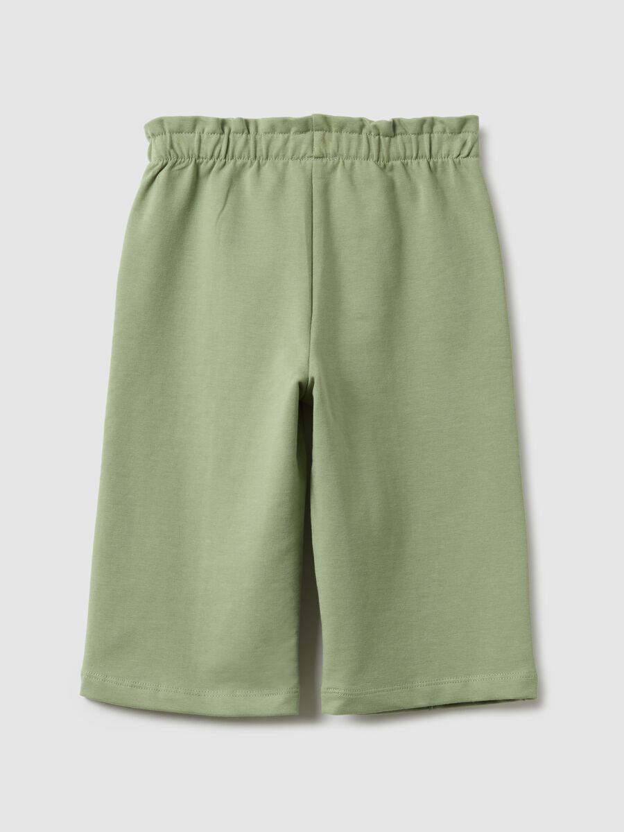 Green paper bag trousers for girls in stretchy cotton regular fit_1