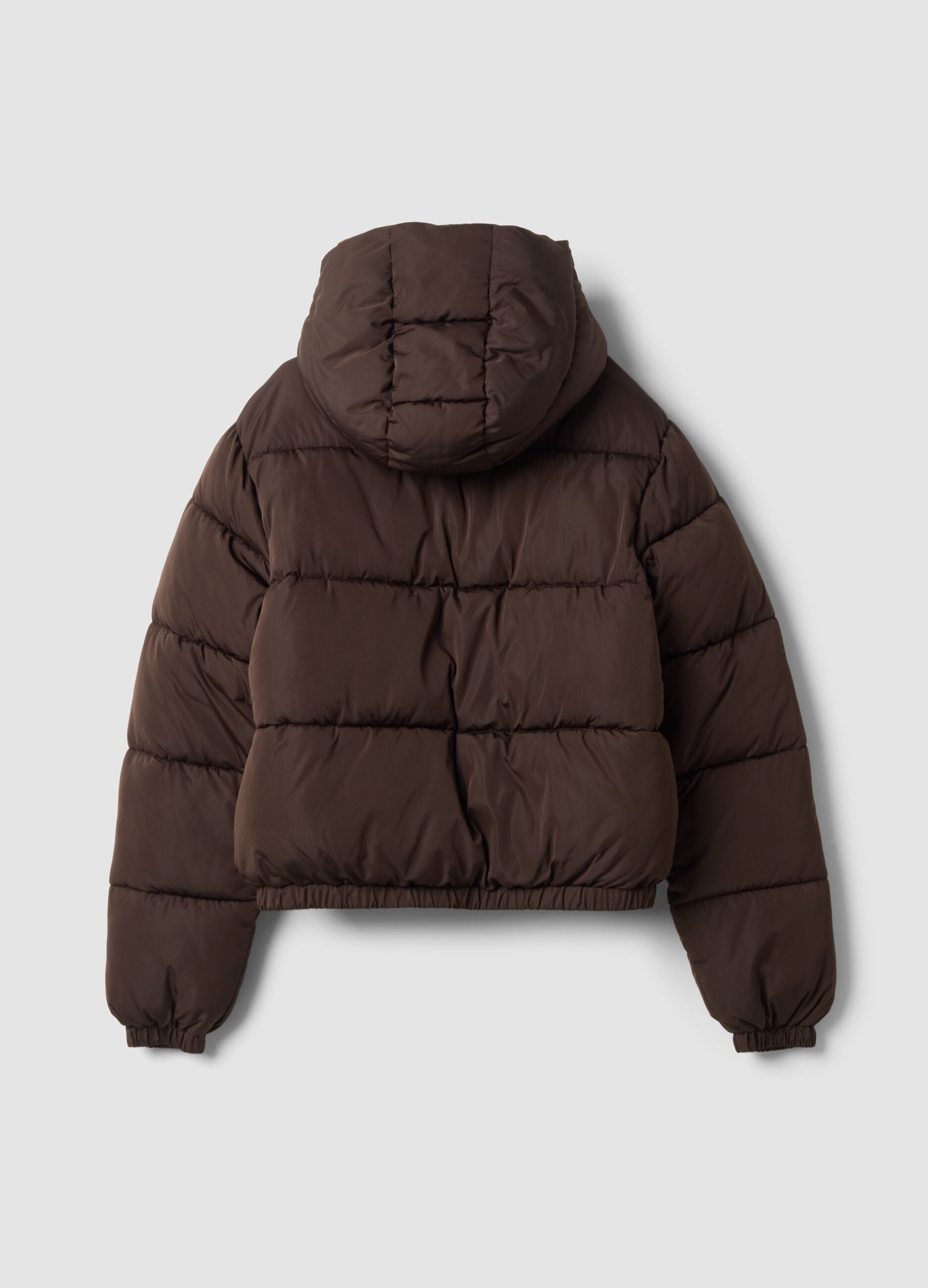Brown oversized padded hooded puffer jacket