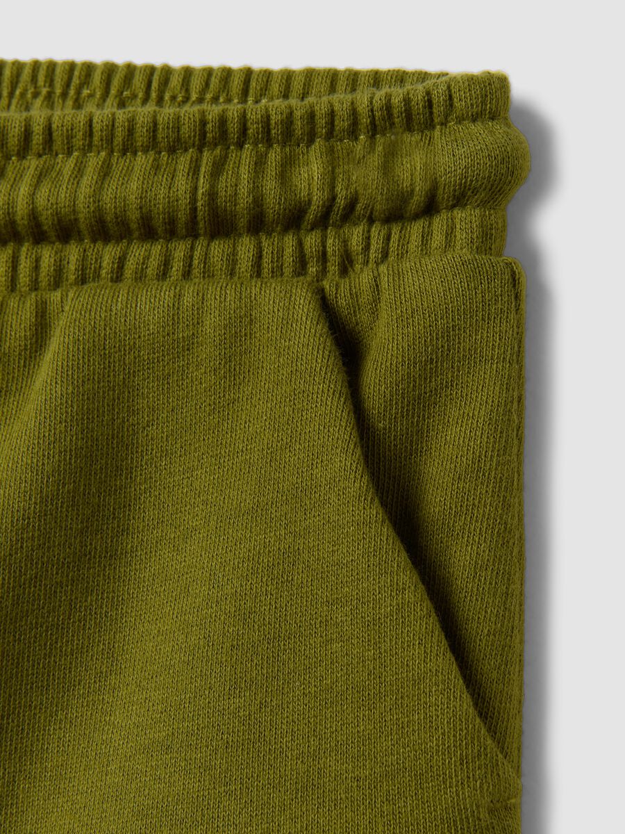 Green pure organic cotton joggers with drawstring for baby boy_2