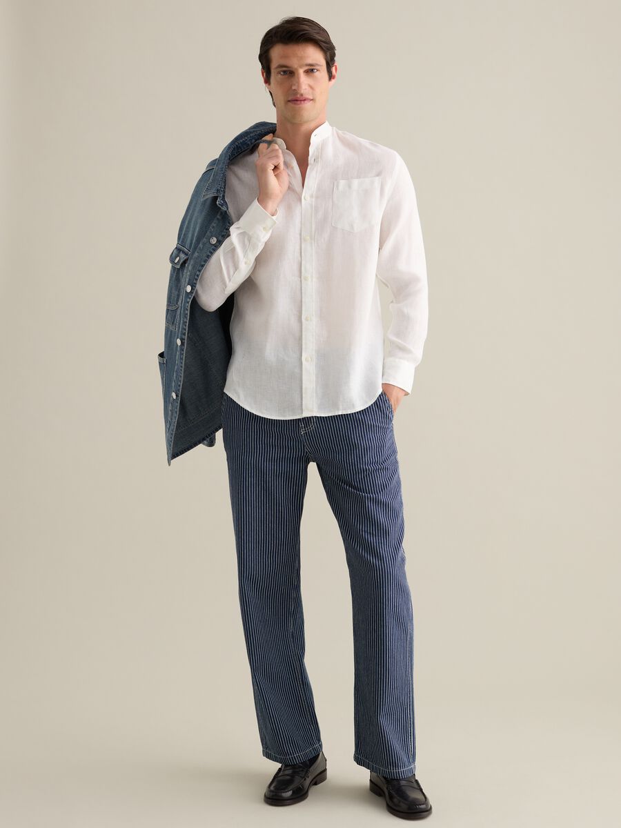 Men&rsquo;s white regular-fit shirt in 100% linen_1