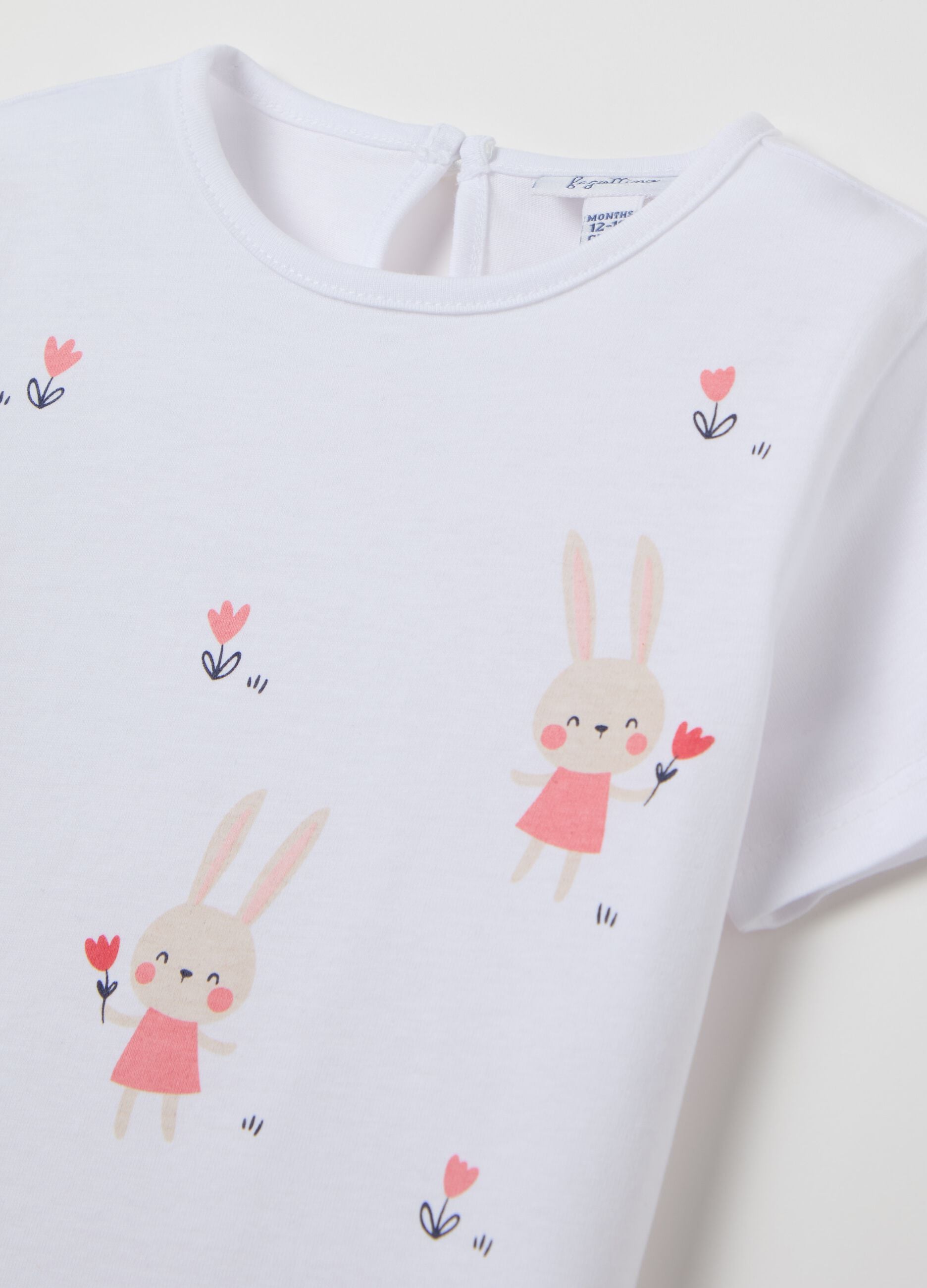 Cotton T-shirt with rabbits print