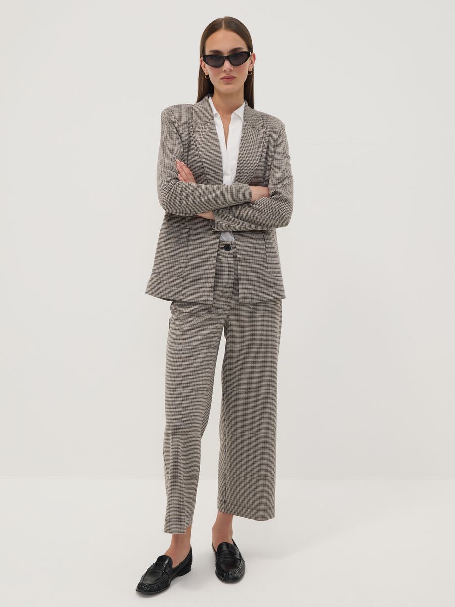 Beige stretch viscose culotte trousers_0