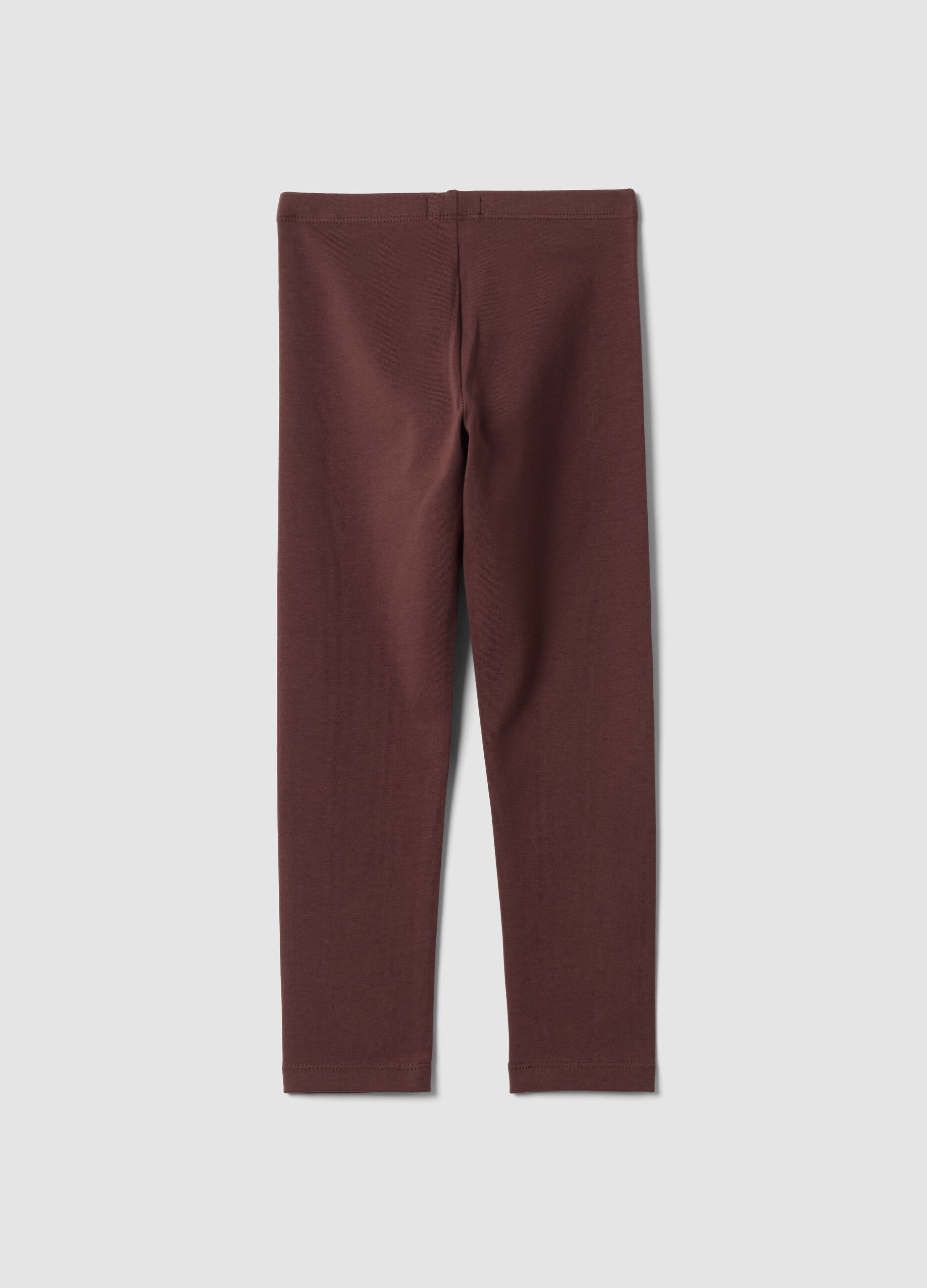 Brown skinny-fit stretch cotton leggings