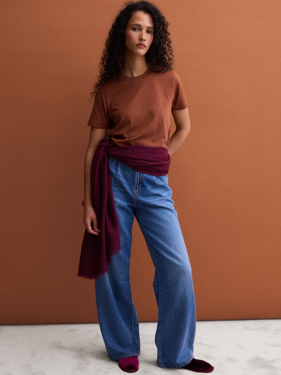 T-shirt girocollo marrone in puro cotone Supima regular fit_2