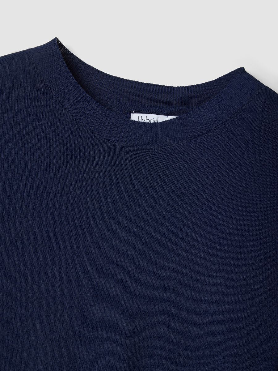 T-shirt in misto viscosa blu regular fit_5