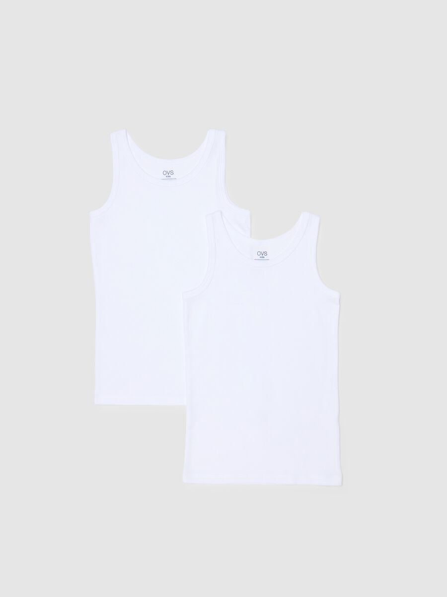 Pack of white sleeveless children's t-shirts in pure cotton regular fit_0