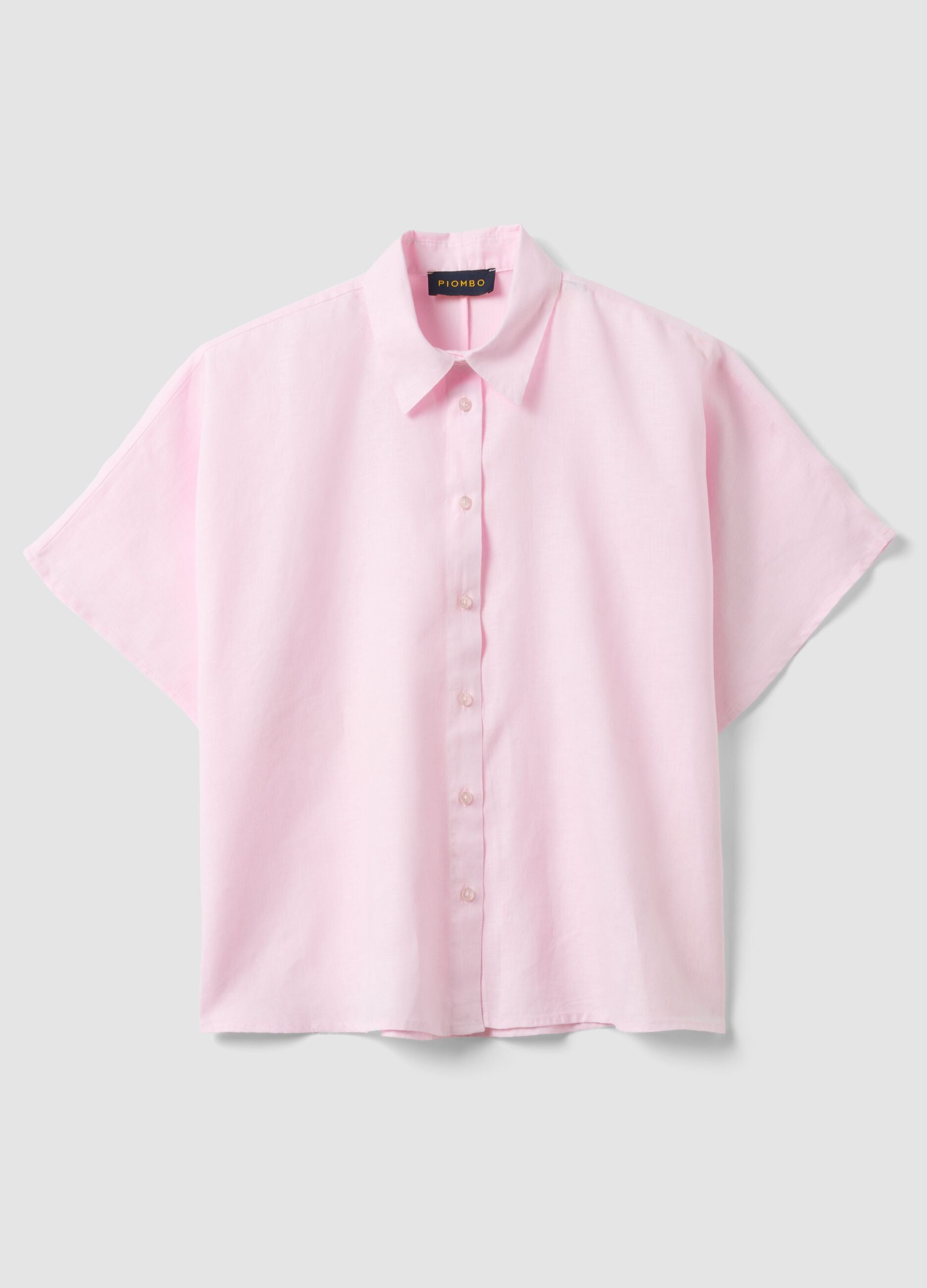 Pink pure linen regular-fit shirt