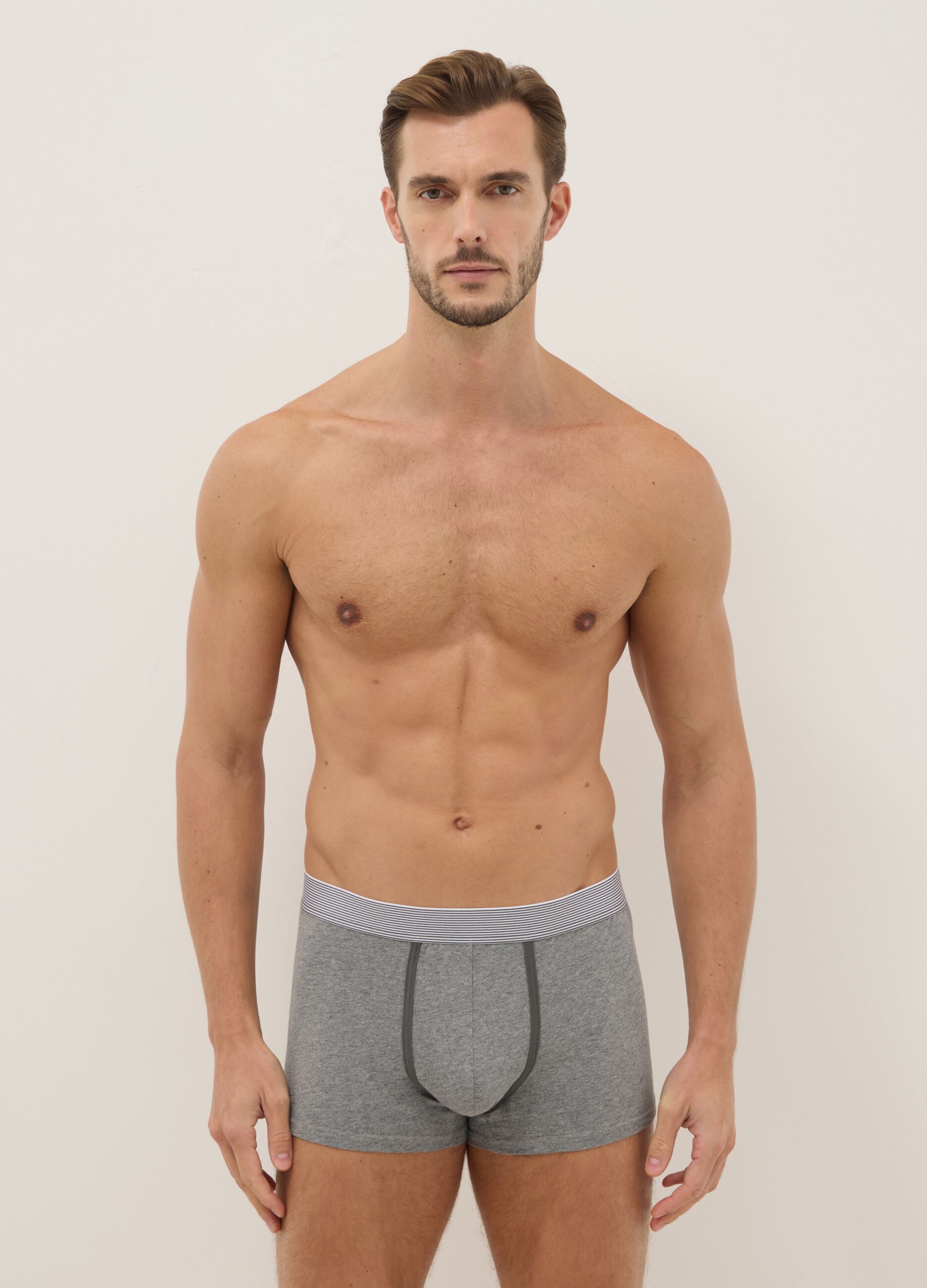 Three-pack of multicolor regular fit stretch cotton boxers