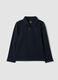 Blue long-sleeve polo in pure organic cotton, regular fit, for boys_0