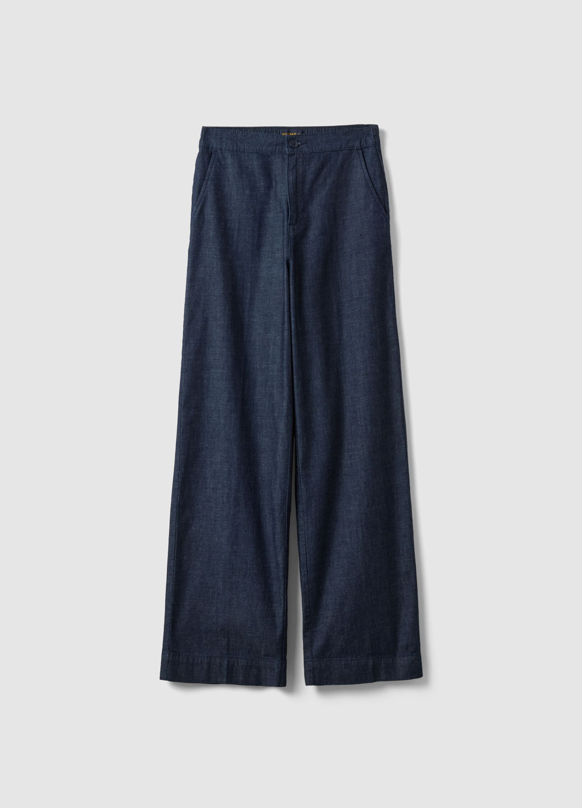 Wide Blue Cotton Trousers