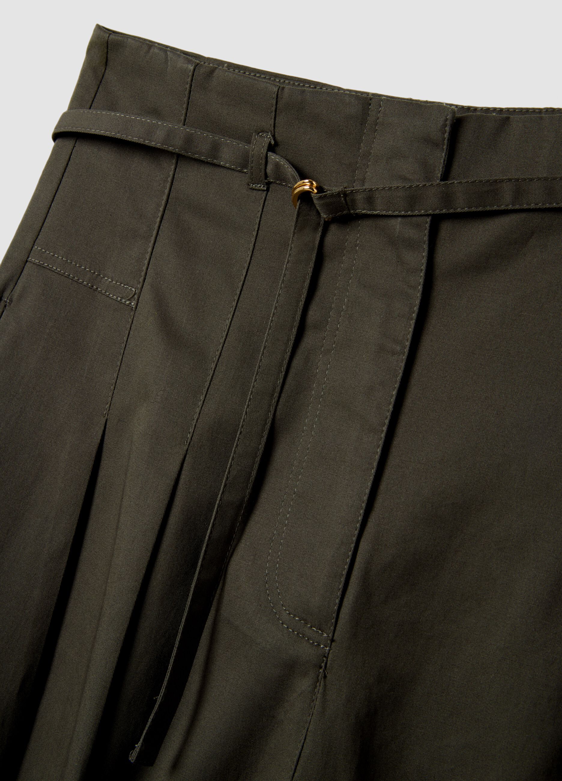 Grey wide leg stretch cotton chino trousers