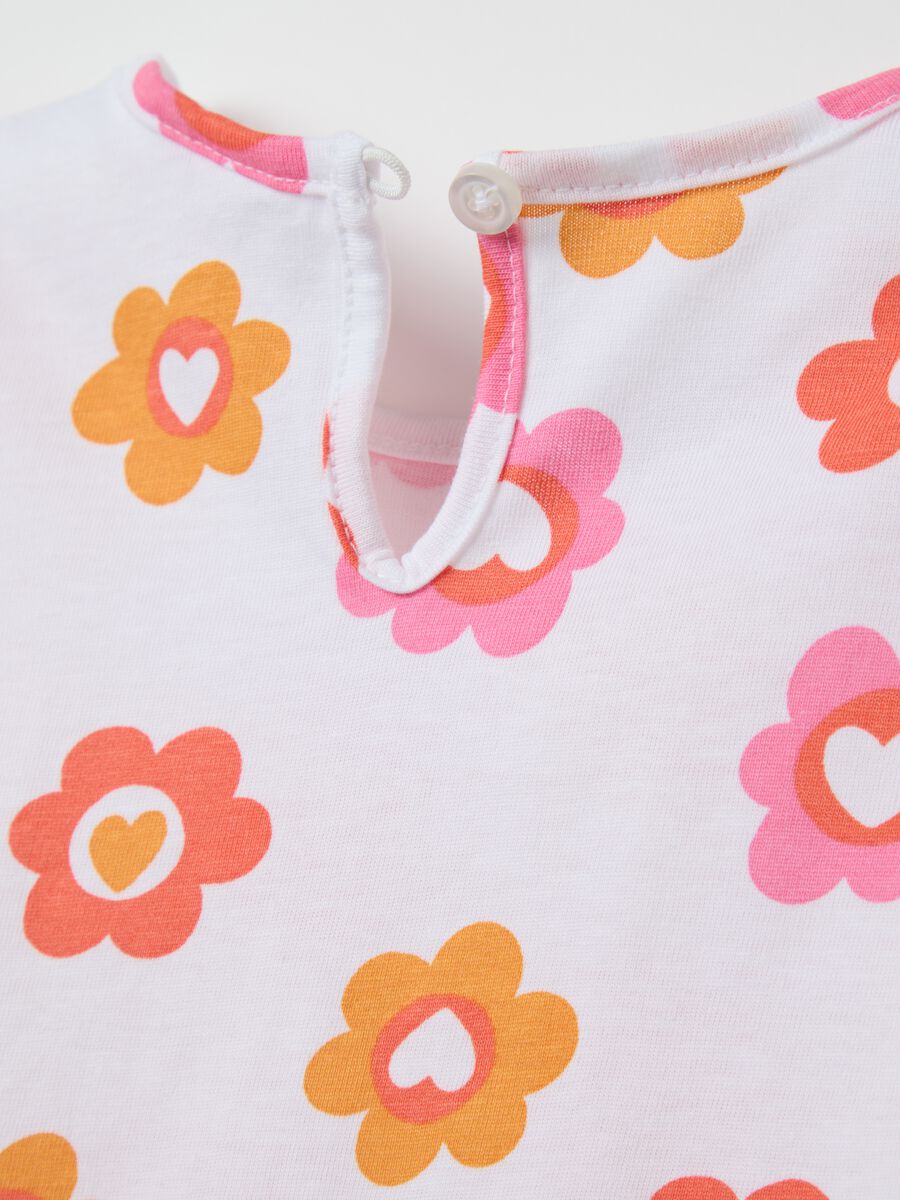 T-shirt bianca smanicata in cotone con stampa _3