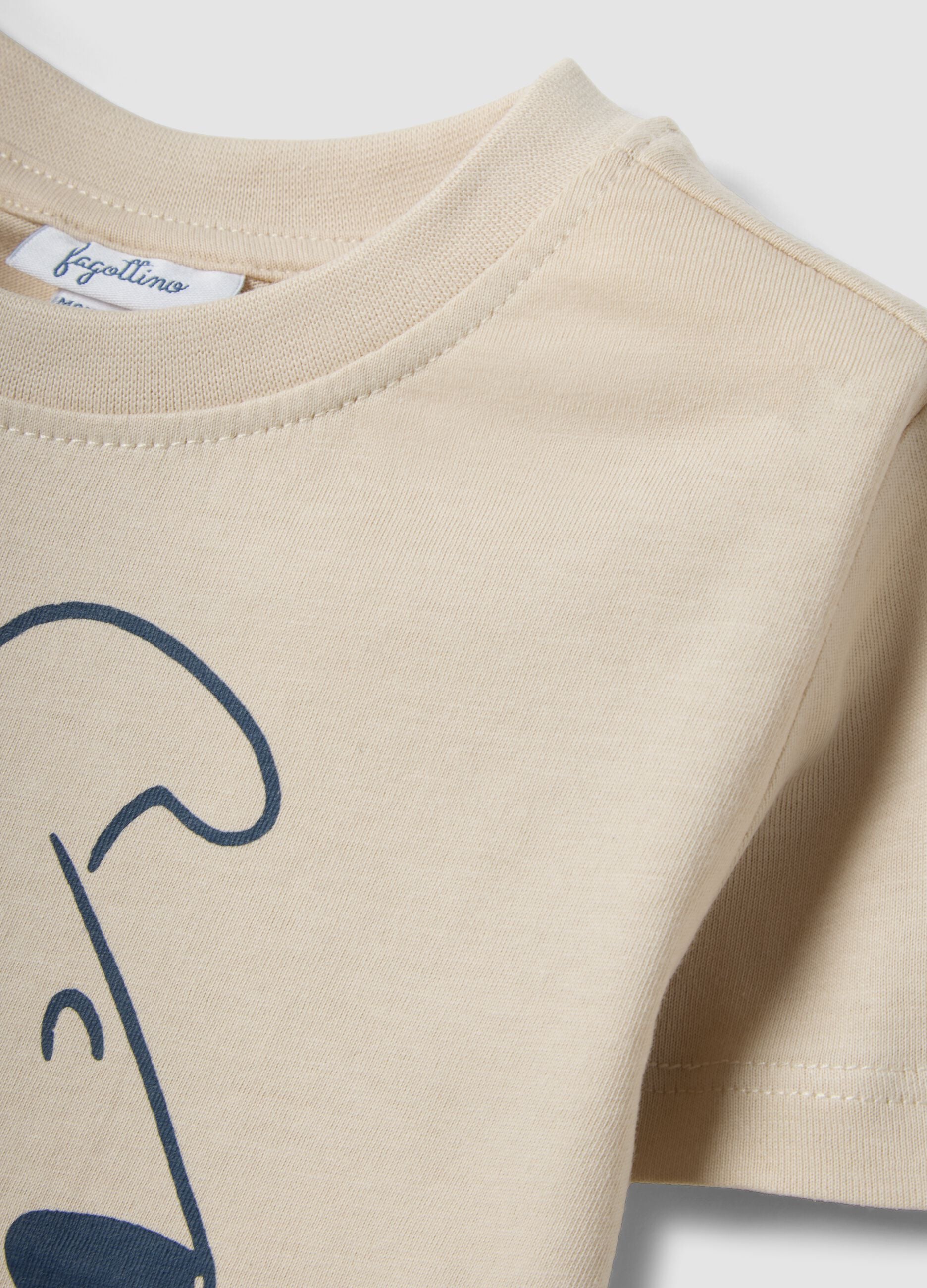 Beige pure cotton toddler t-shirt regular fit with dog print