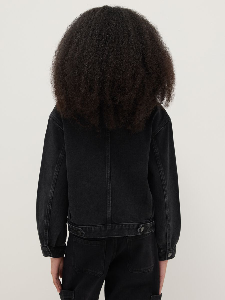 Girl's pure cotton black jacket regular fit_1