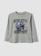 Grey cotton-viscose blend T-shirt with college print for boys_0