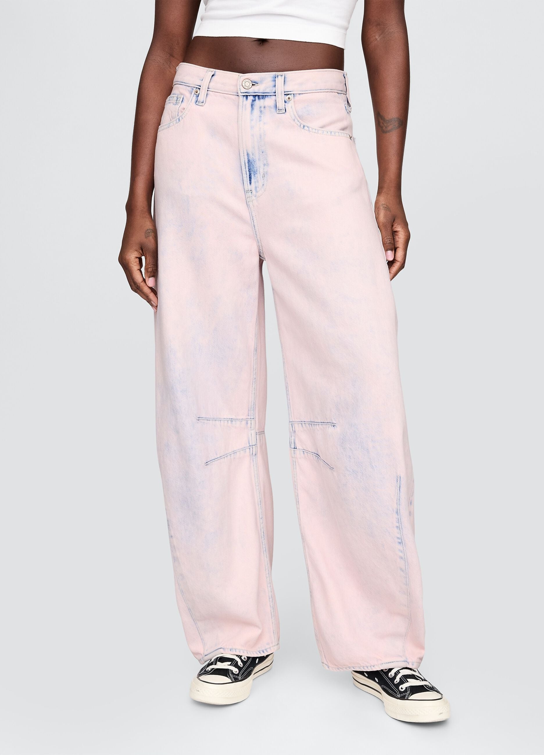 Pink denim trousers with regular fit