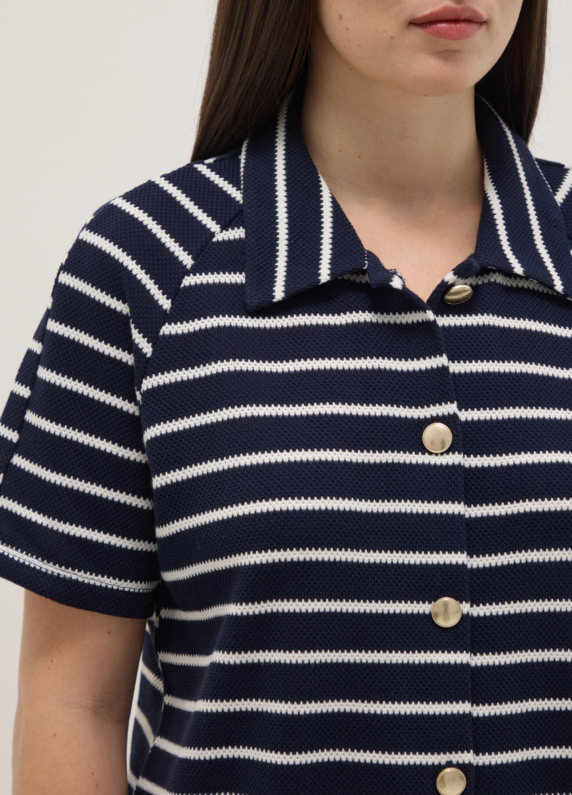 Multicolour striped cotton blend polo, regular fit