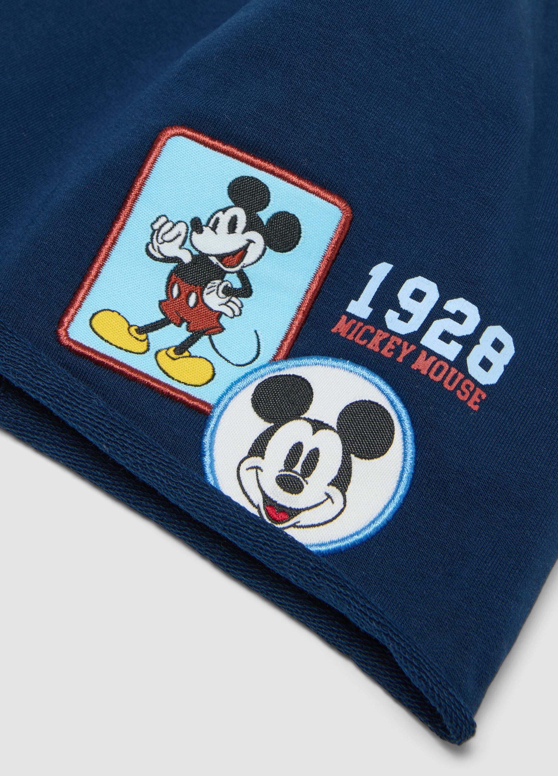 Blue stretchy organic cotton hat with Mickey prints for baby boy
