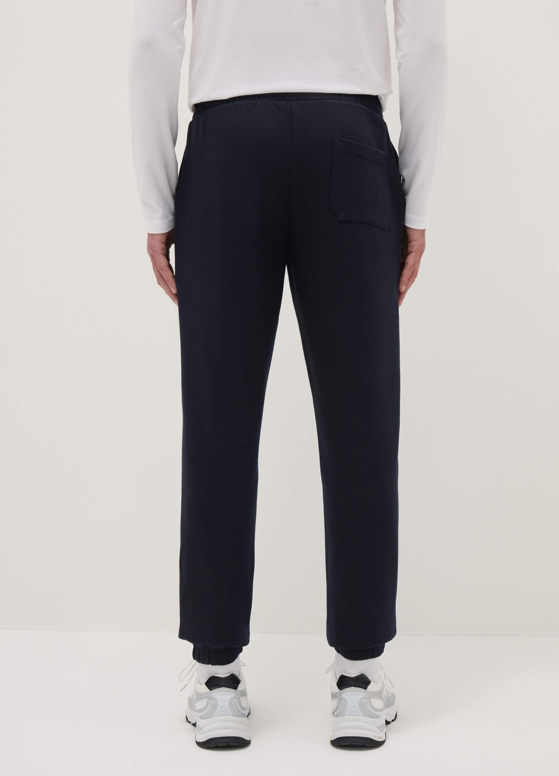 Regular fit blue cotton blend jogger trousers
