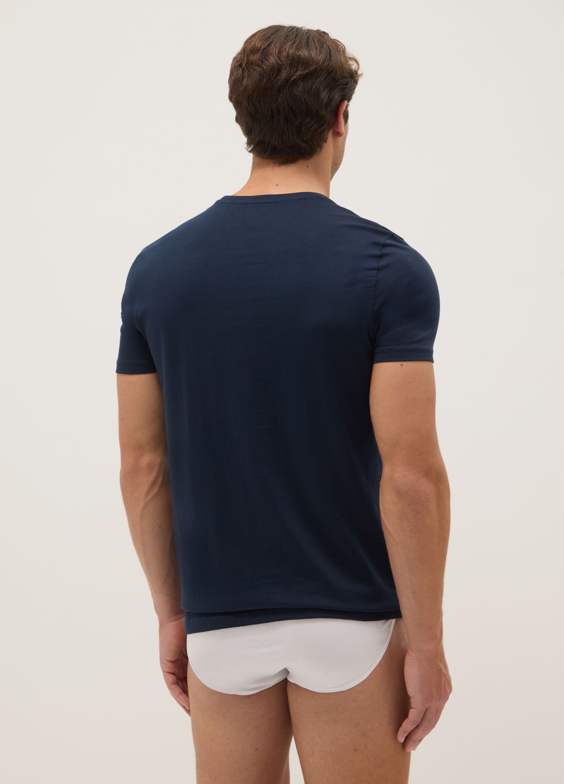 Regular Fit Round Neck Blue Pure Cotton T-shirt