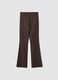 Brown flared trousers in stretch viscose with pinstripe pattern_4