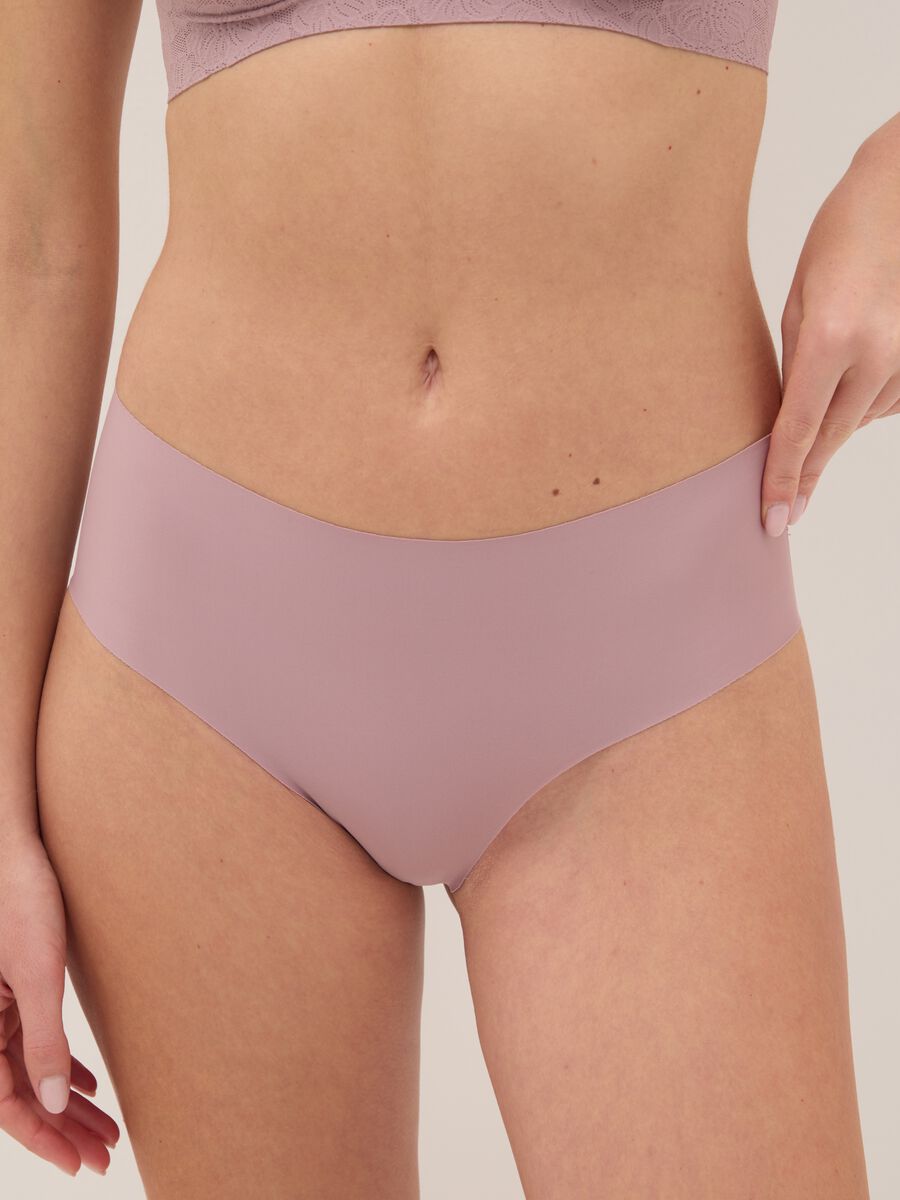 High-waisted pink stretch lace briefs_1