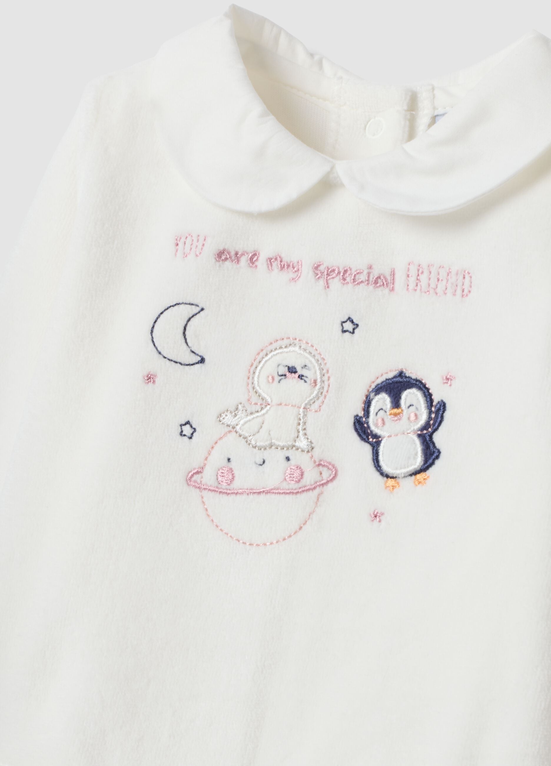 Pink and white organic cotton-blend set