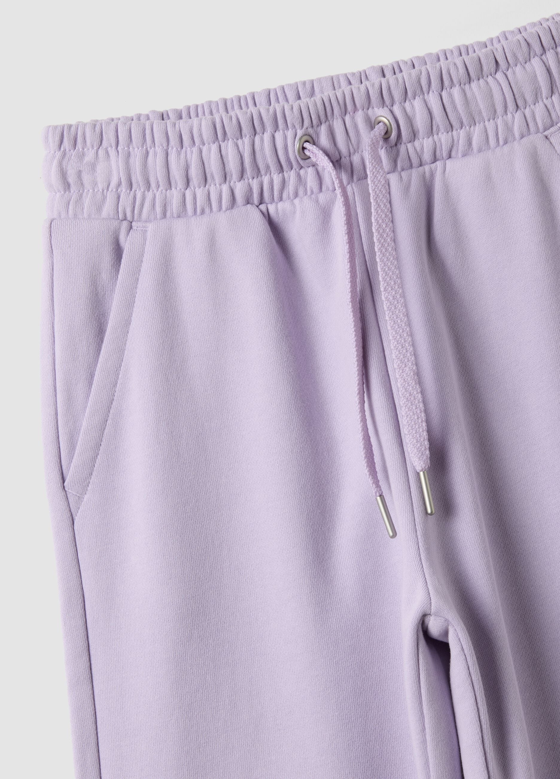 Purple organic cotton jogger trousers, regular fit, for girls