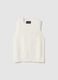 Regular fit pure white cotton gilet with floral design_4