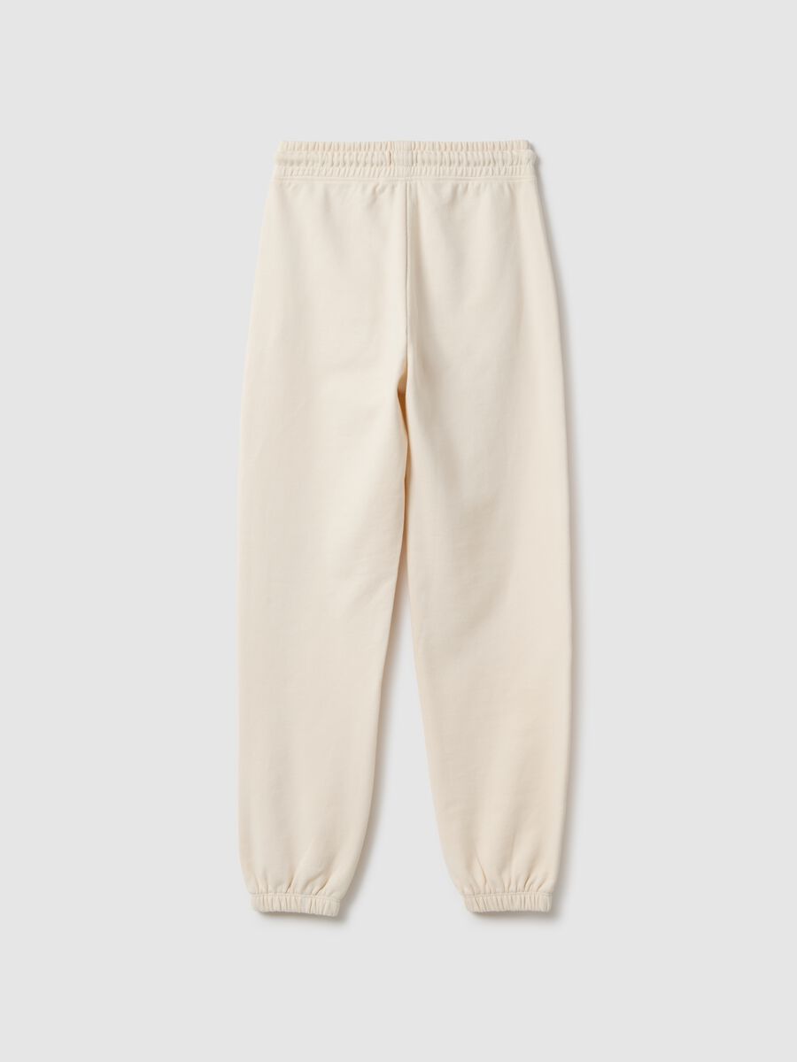 Girls' beige pure cotton trousers, regular fit_4